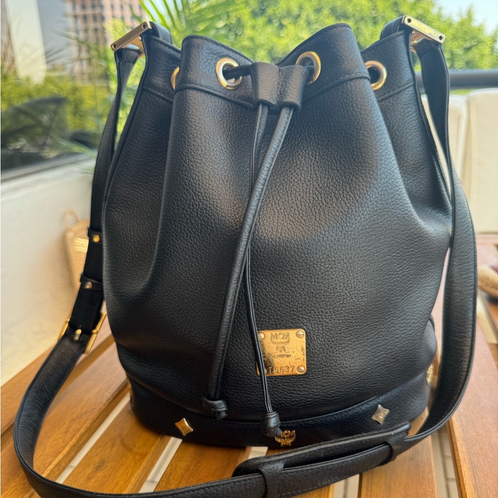 Authentic MCM bucket leather bag